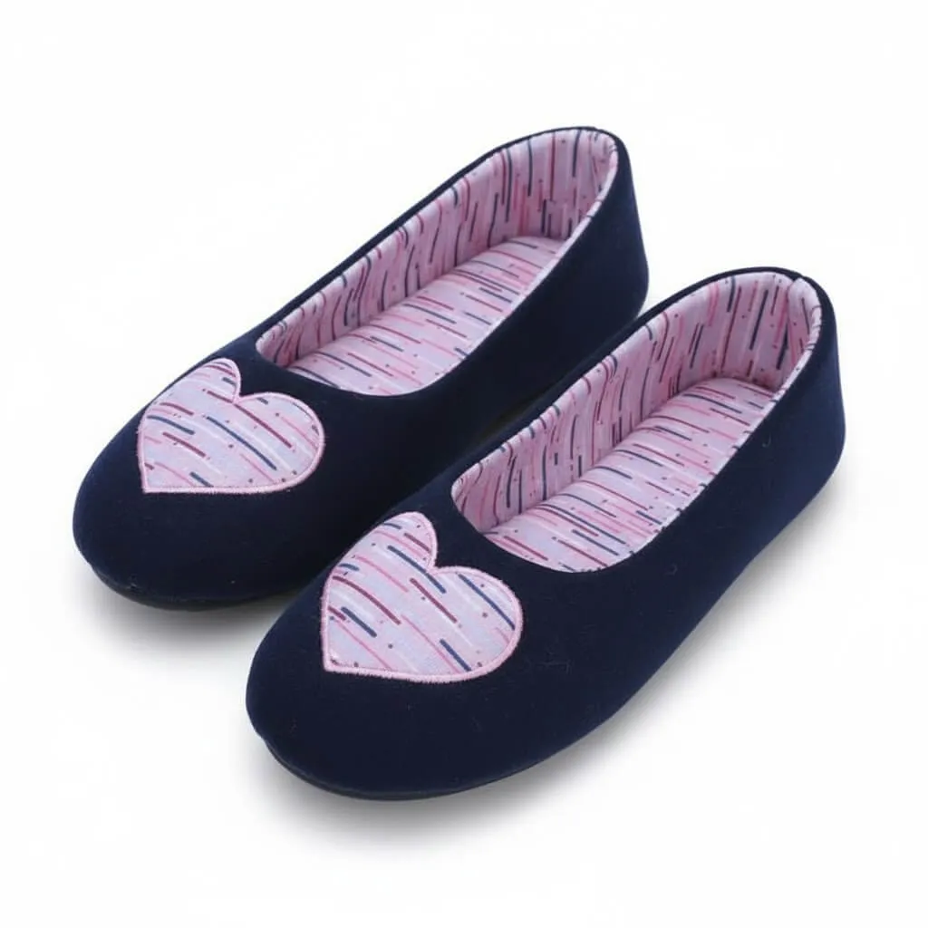 front view navy knit flats Applique Jersey Ballerina Slippers UT-WS1035