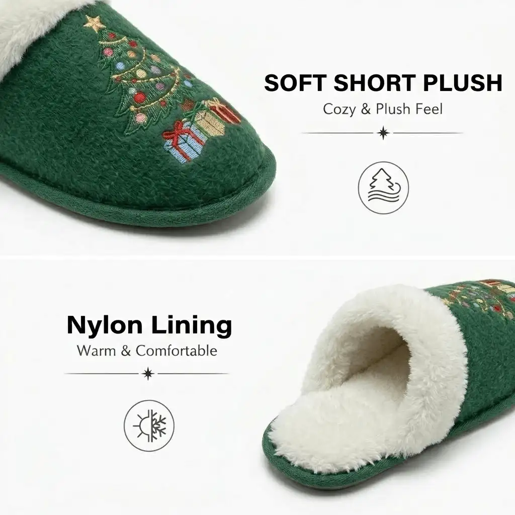 Product detail infographic for UT-WS1024 series showcasing the green soft short plush exterior shell and the warm comfortable white nylon lining with feature callout icons.
