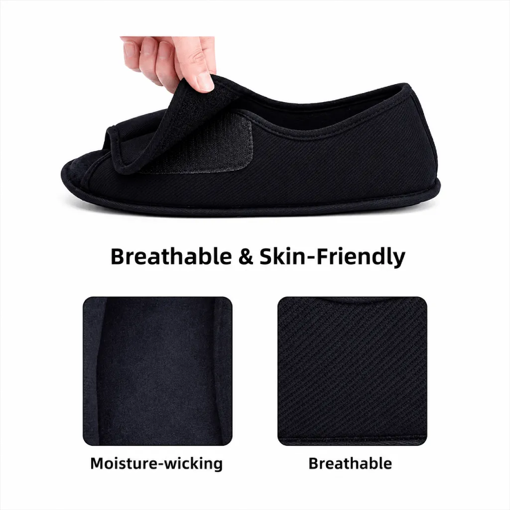 UT-MS1017 men's adjustable slippers with hook-and-loop upper and fabric detail
