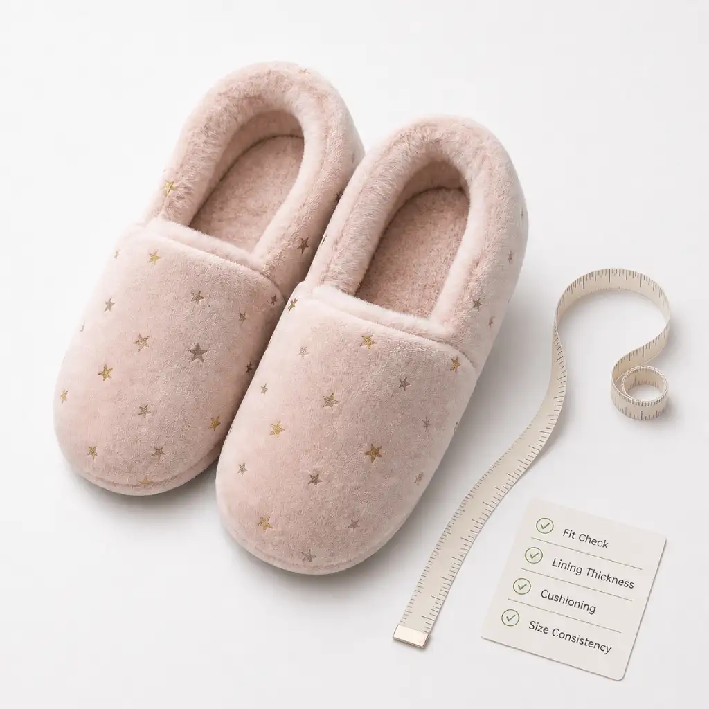 plush house slippers lining thickness and fit check