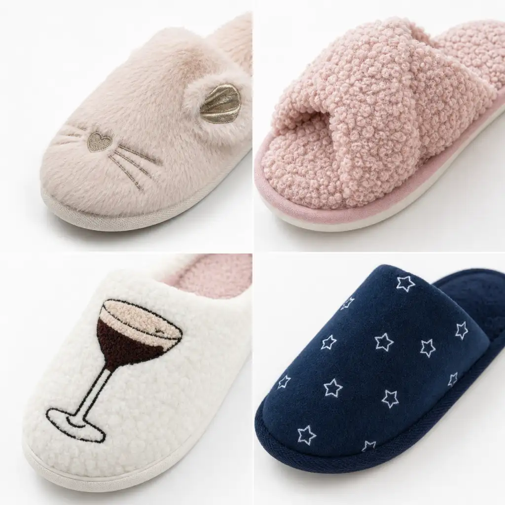 plush slippers wholesale material options including faux fur sherpa teddy fleece and short plush