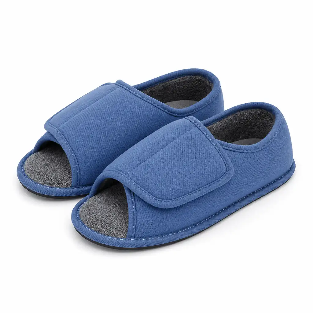 Blue men's open toe adjustable slippers UT-MS1017