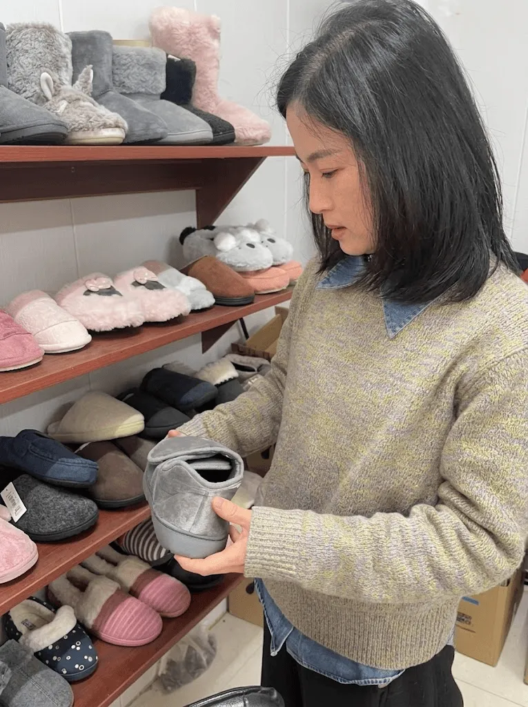Utop Slippers sample room for custom slipper project review