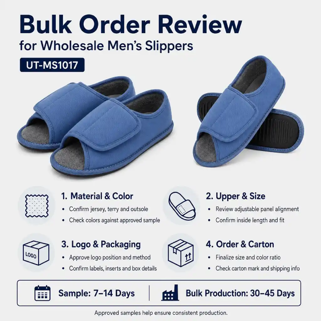 Bulk order review guide for wholesale men's slippers UT-MS1017