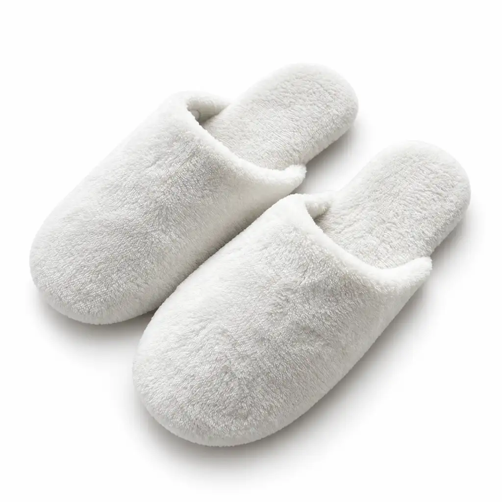 Women’s coral fleece slippers in white with closed-toe mule design, style UT-WS1082
