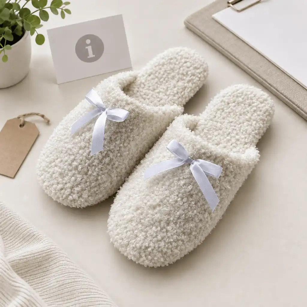 Women’s teddy fleece slippers with satin bow detail and faux suede outsole for product information, style UT-WS1083